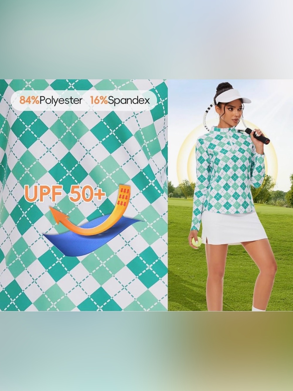 M MOTEEPI Golf Shirt Long Sleeve Quarter Zip Pullover Sun Protection with Pocket